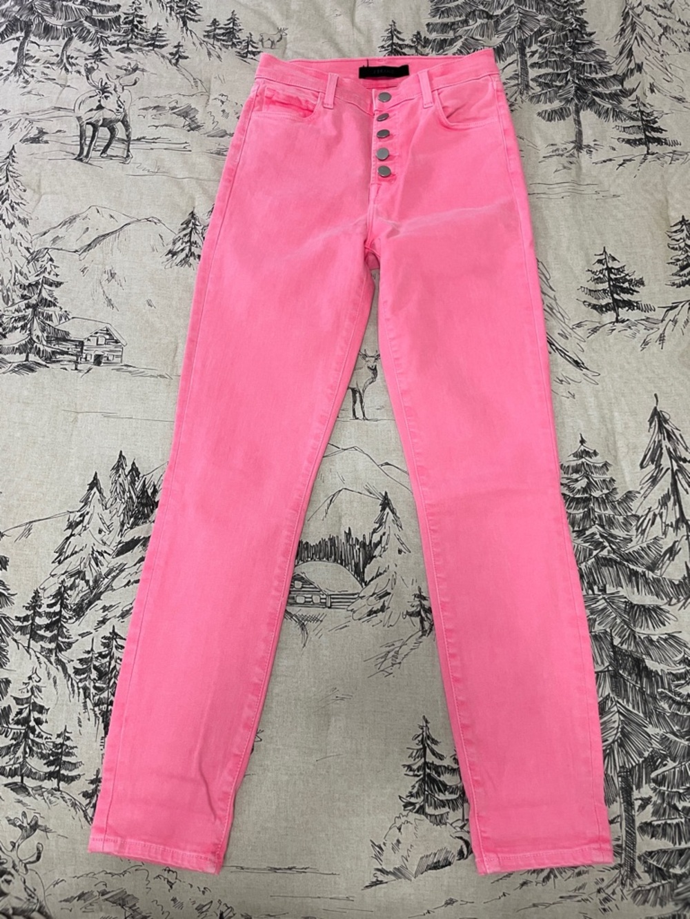 J BRAND Lillie High Rise Crop Pink Coral Skinny Jeans size 26